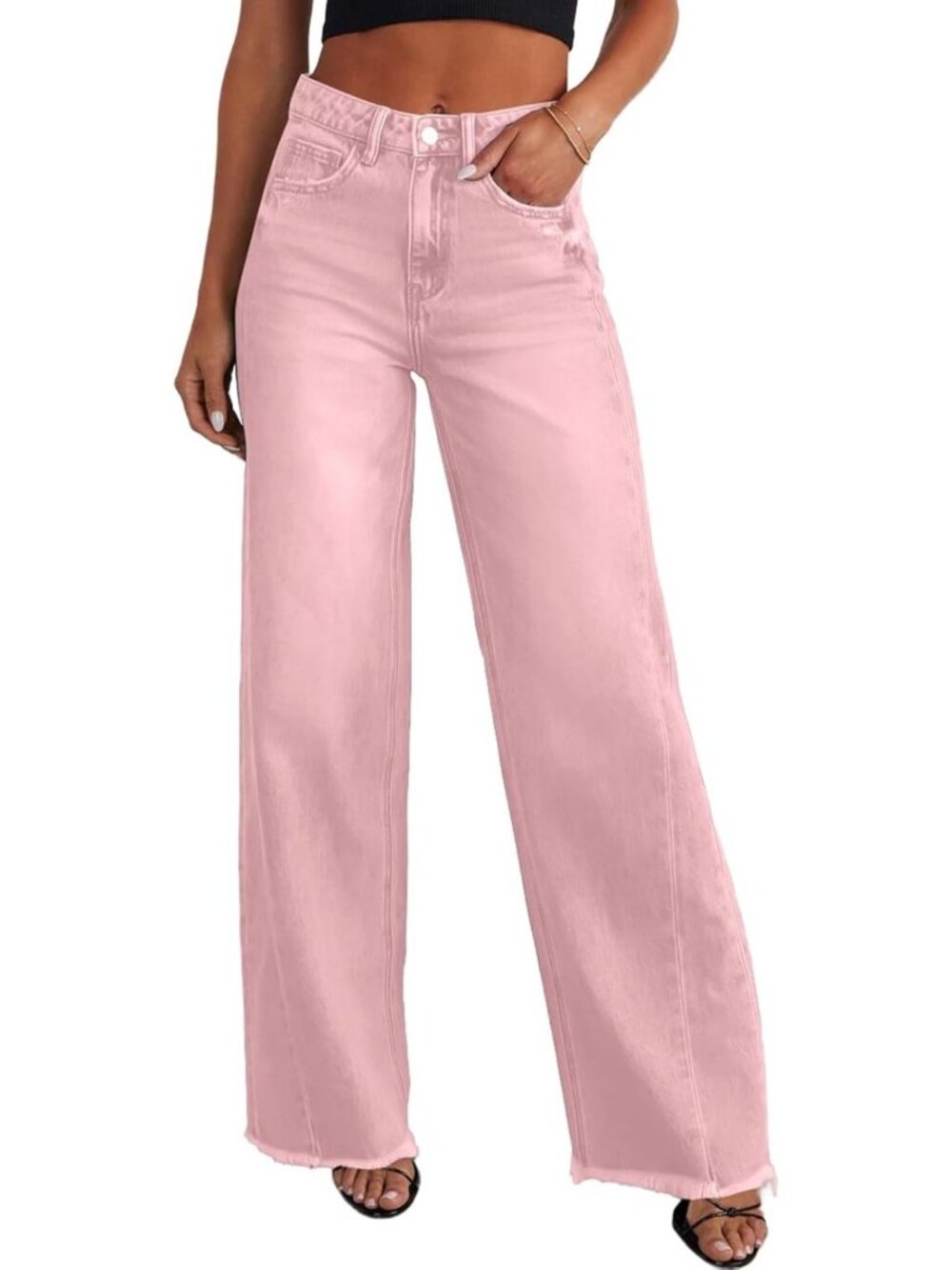High-Waisted Wide Leg Jeans for Women | Stretchy Denim Pants | Trendy Casual